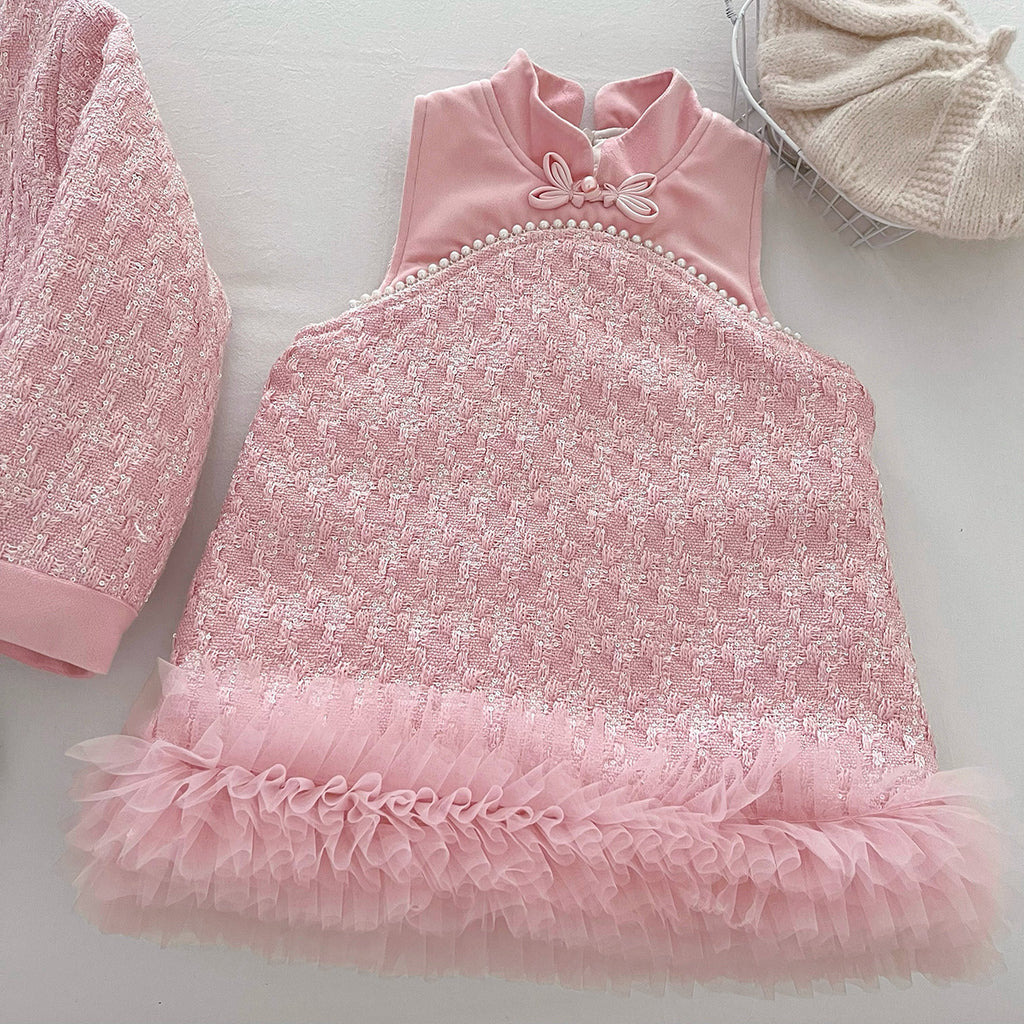 Girls Clothing Sets Winter Kids Girl Sweet Faux Fur Coat and Dress 2pcs Clothes Suit Children Girl Princess Warm Clothes 3 5 8