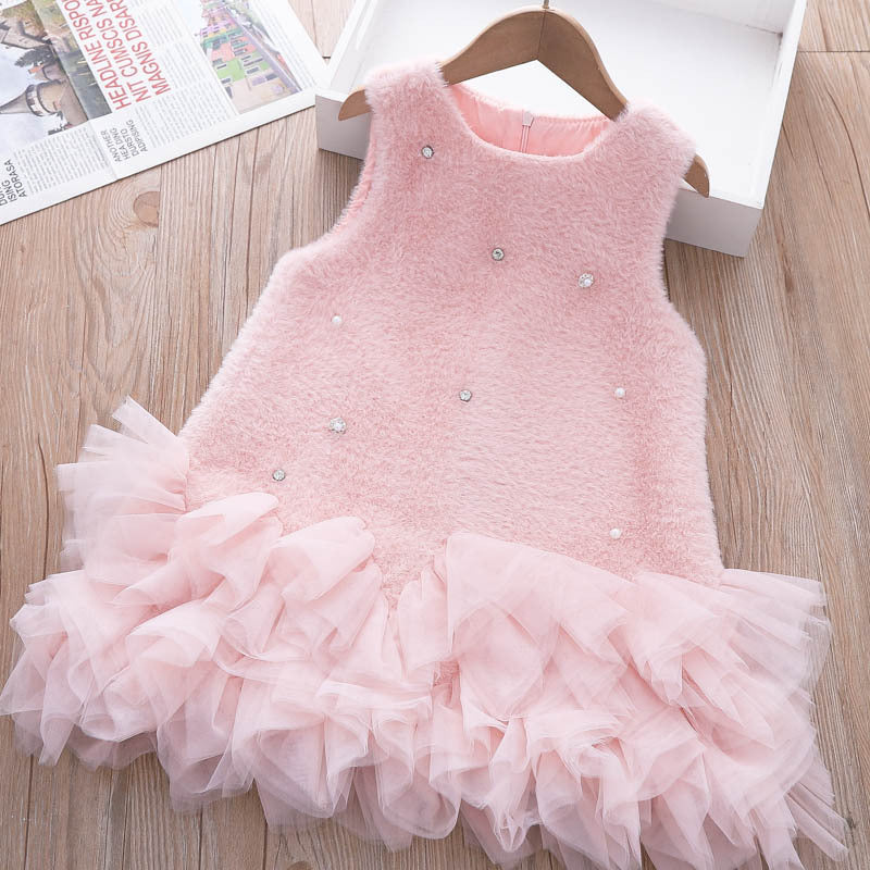 Girls Clothing Sets Winter Kids Girl Sweet Faux Fur Coat and Dress 2pcs Clothes Suit Children Girl Princess Warm Clothes 3 5 8