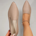 Women's Shoes PU Leather Loafers Ballet Flats Pointed Toe Barefoot Slip-on Casual Low Heel Fashion Stone Pattern Woman Flat Shoe