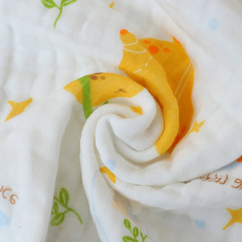 Baby Gauze Bath Towel Pure Cotton Six Layer Absorbent Towel 110cm x110cm Newborn Blanket Children Bath Towel
