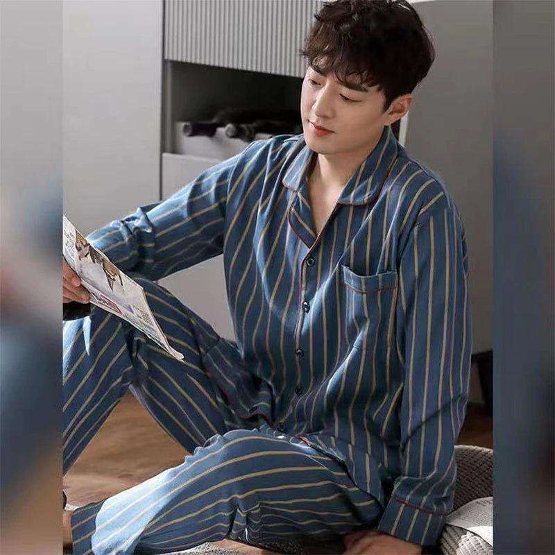 Pajamas for Men, Spring and Autumn Long-Sleeved Cardigans