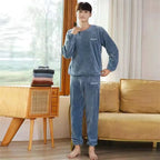 2025 Men's Thick Flannel Pajama Sets Couple Casual