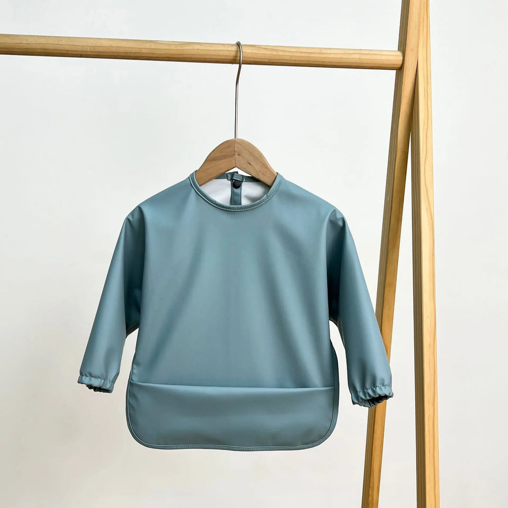 2025New Solid Color Painting Smock Baby's Soft Waterproof Long Sleeve Art Smock Feeding Bib Apron for Kids Accessories