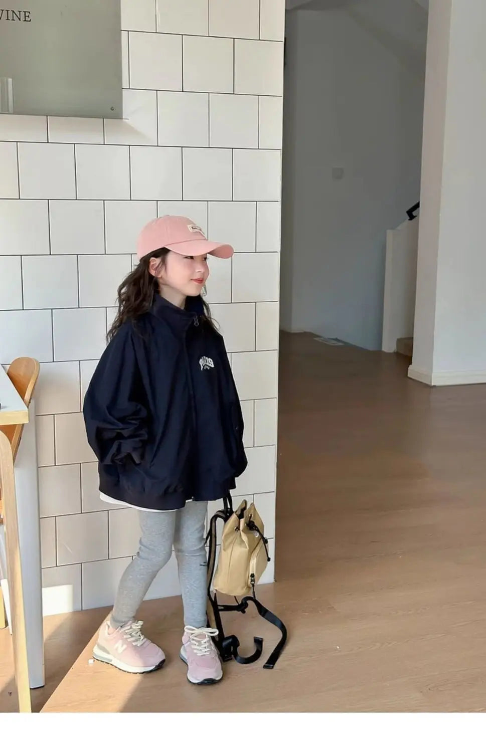 Girl's Fashion Spring Autumn Navy Coat Letter Print Jacket Casual Clothes for Teenagers 4-14Y Windbreaker Girls Children's Top