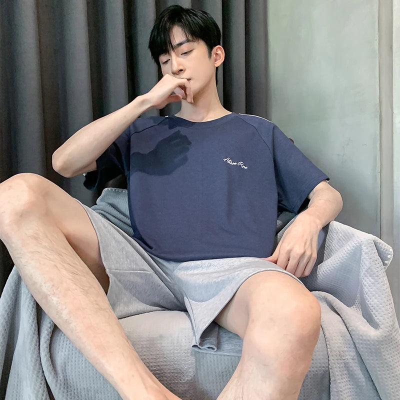 Men Pajamas Short Sleeve Shorts