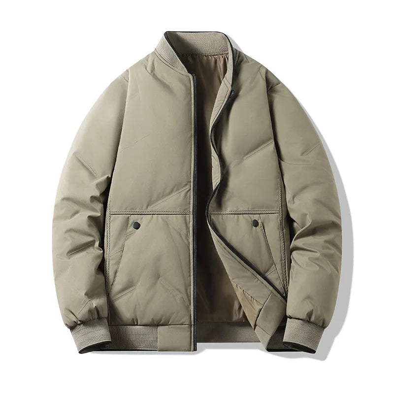 Men's Jacket  Autumn Winter sual Coat Thickened Warm Comfortable Breathable CaOutdoor Solid Color Windproof Zippered Jacket