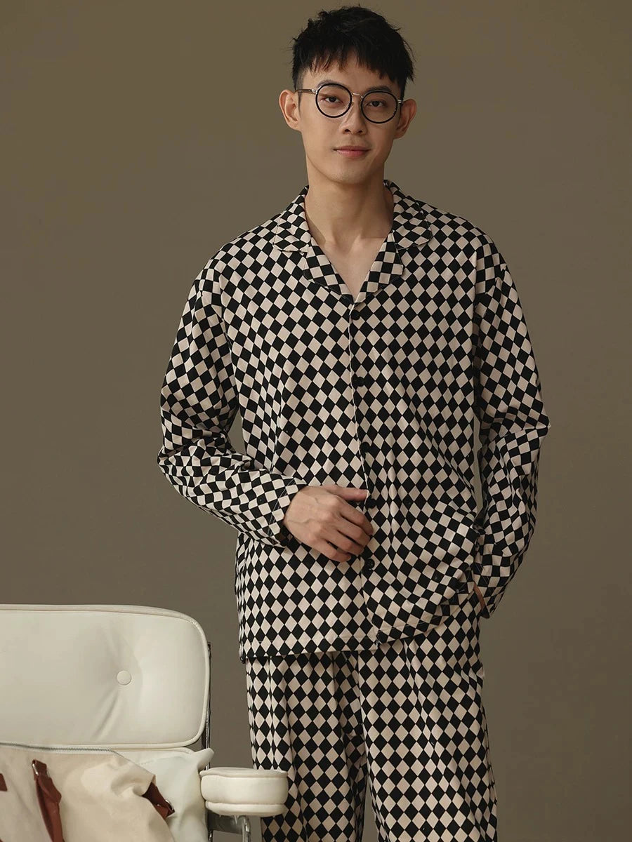 Pajamas for Men, Spring and Autumn Long-Sleeved Cardigans