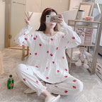 Maternity 2-Piece Spring And Autumn Breastfeeding Pajamas Homewear Spring And Summer Monthly Clothing Leisure Home Suit