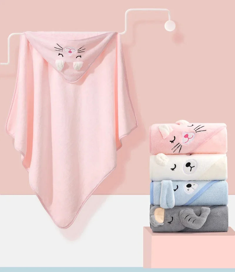 Baby Bath Towels Cartoon Animal Soft Newborn Hooded Towel Blanket Toddler Bathrobe Warm Sleeping Swaddle Wrap for Boys Girls