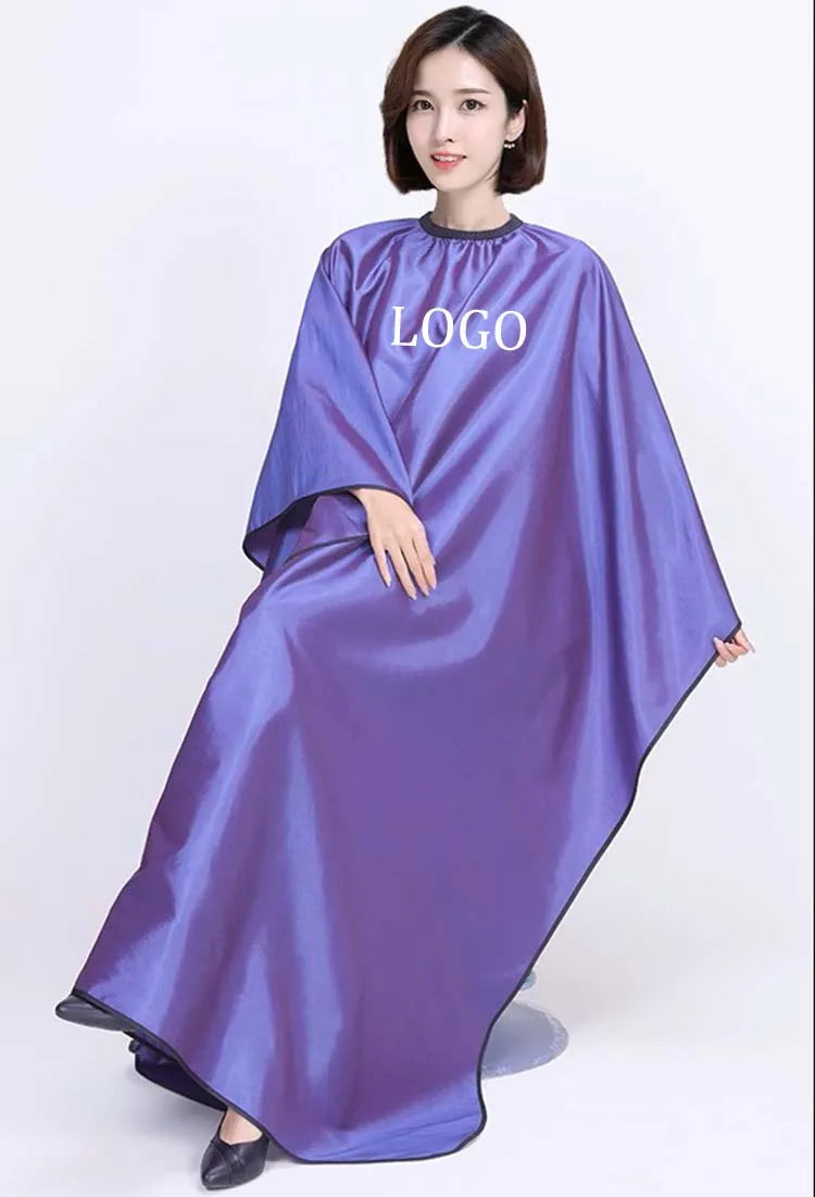 Custom Logo Water Repellent Adjustable Metal Button Hair Salon Work Hair Salon Hair Dressing Capes