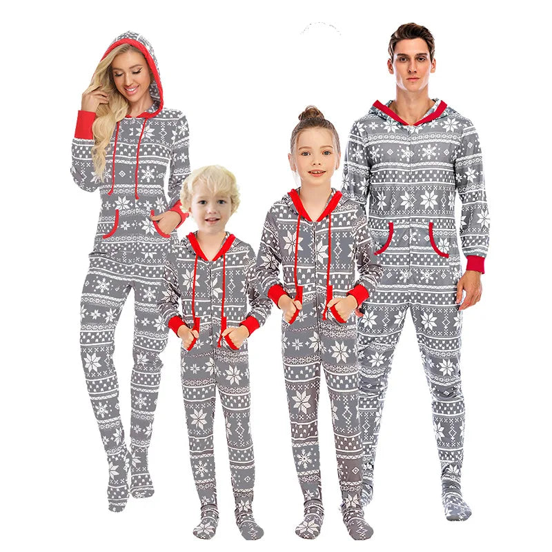 Men's Pajamas Home Wear Printed Pajamas Men's Long-sleeved One-piece Men's European and American Christmas Men's Pajamas Fall