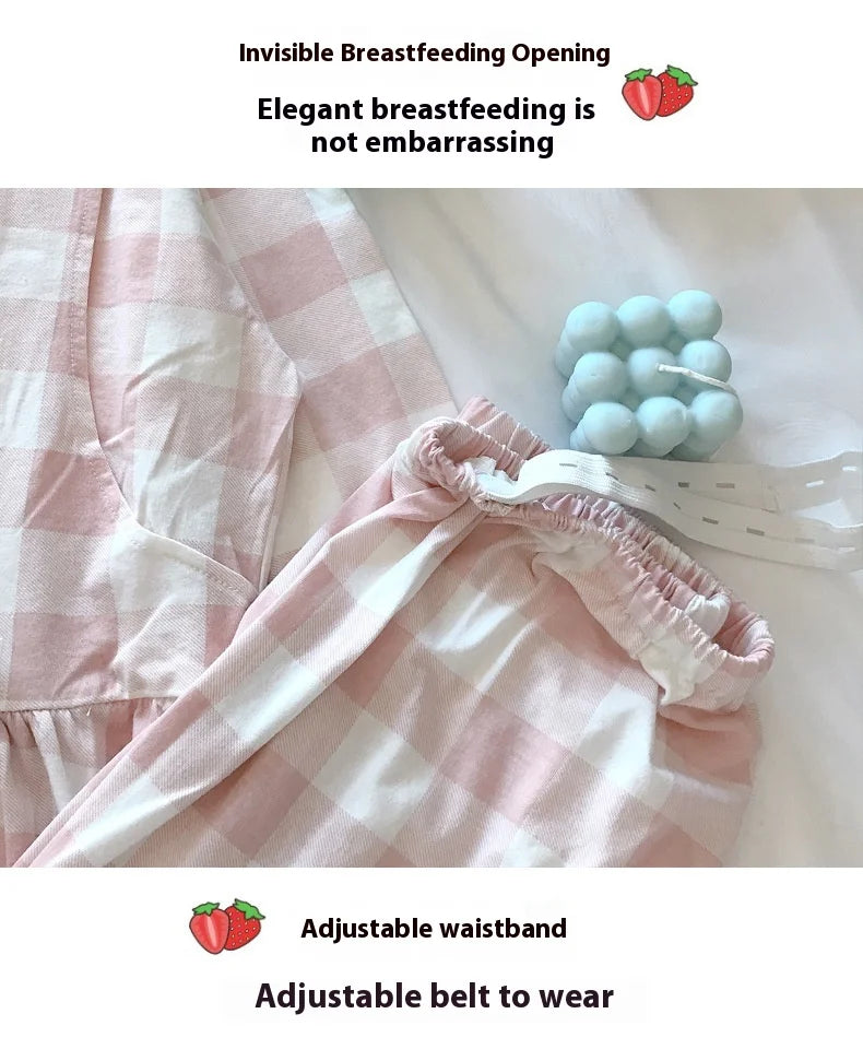 Maternity 2-Piece Spring And Autumn Breastfeeding Pajamas Homewear Spring And Summer Monthly Clothing Leisure Home Suit