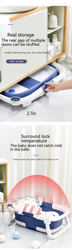 Real-time Temperature Silicone Baby Take A Bath Bathtub Non-Slip Foot Bath Bucket Folding Bathroom With Temperature Sensing