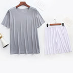 Men Ice Silk Pajamas Solid Shirt & Pants 2Pcs Pijamas Sleep Set Casual Male Home Clothes Summer Pyjamas Sleepwear Nightwear Suit