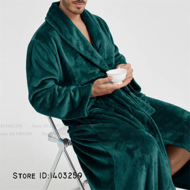 Winter Thicken Flannel Long Robe Couple Sleepwear