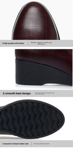 2025 New Women's Shoes Fashion Platform Wedge Shoes Soft Leather Shoes for Women Slip-On Loafers Office Work Shoe Zapatos Mujer