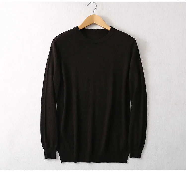 Men Sweater 85% Mulberry Silk 15% Cashmere Solid Colors Crew Neck everyday Long Sleeve Pullover Warm Top Shirt L XL XXL LY047