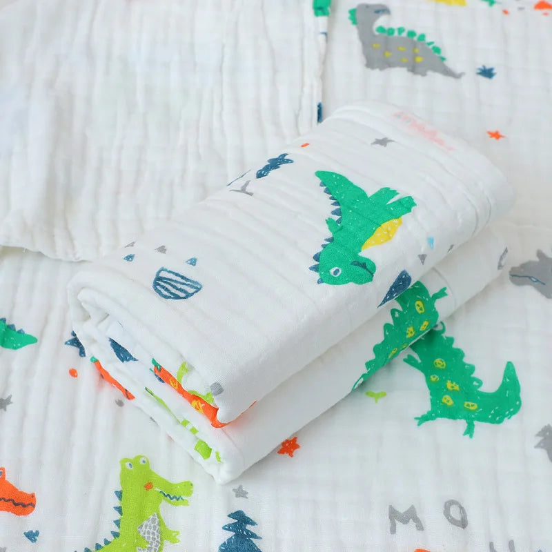 Baby Gauze Bath Towel Pure Cotton Six Layer Absorbent Towel 110cm x110cm Newborn Blanket Children Bath Towel