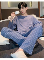 Pajamas Men Long Sleeves and Trousers