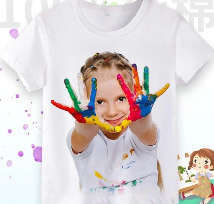 Girls Cartoon The Girl with The Glasses Short Sleeve T-shirt Casual Fashion for Children Kids Clothes Tops