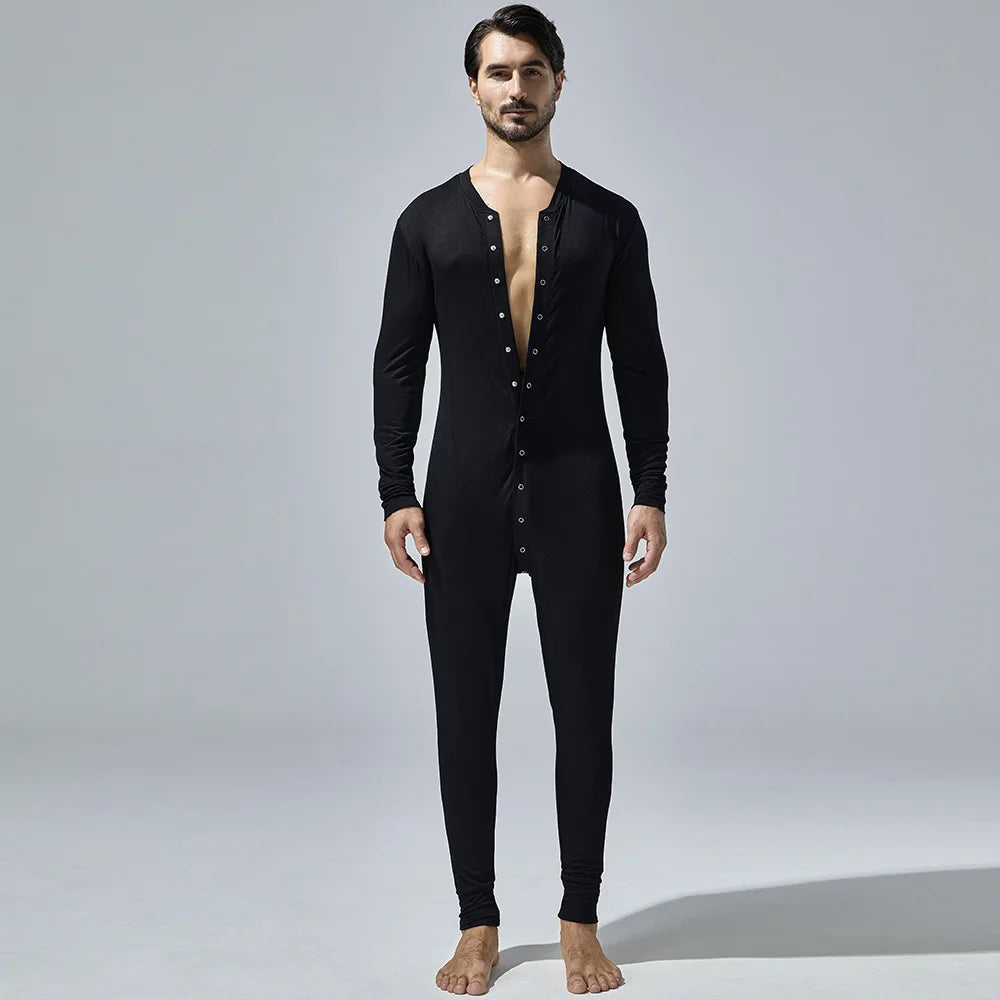 New Men's One-Piece Pajamas Home Fitness Wear Men's Bodysuit