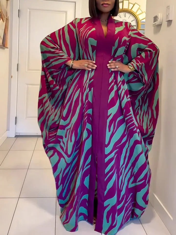 Ramadan Muslim fashion new vacation beach cape cardigan 3D digital printing casual Middle East Dubai robe women's clothing