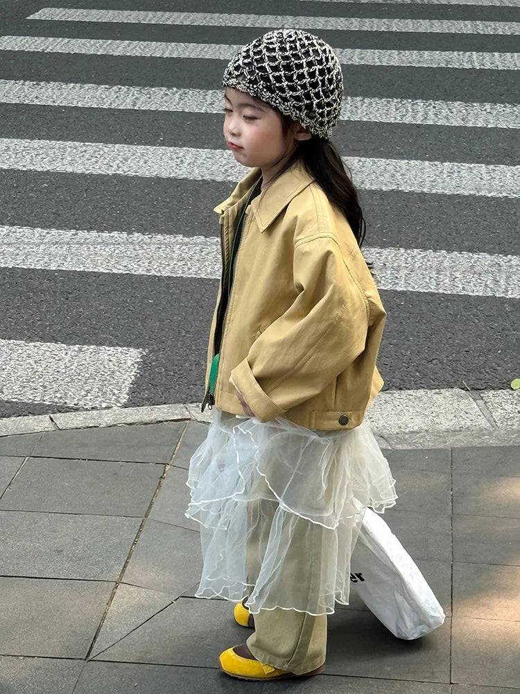 2025 Autumn New Children Long Sleeve Pu Leather Coat Fashion Girls Leather Jacket Solid Boys Lapel Zipper Jacket Kids Clothes