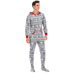 Men's Pajamas Home Wear Printed Pajamas Men's Long-sleeved One-piece Men's European and American Christmas Men's Pajamas Fall