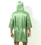 Sexy Sleepwear Men Robes Bathrobes Soft Silky Short Sleeve Nightgown Mens Homewear Dressing Gown Male Pajamas (No shorts)