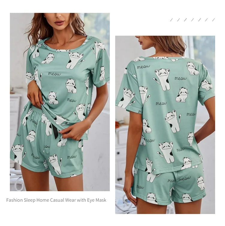 Women Pajamas Sets Short Sleeve