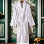 Bathrobe Men 100% Cotton White Terry Fleece Towel Winter Robes Men's Robe Long Robe For Men Absorbent Bathrobes Home Clothes