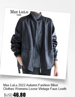 Amax LuluE Chinese 2025 Autumn Ladies Fashion Patchwork Faux Leather Jackets Womens Loose V Neck PU Coat Luxury Vintage Outwear