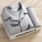 Men's Thin Cotton Pajamas Long Sve Long Pants Two-Piece Set Casual