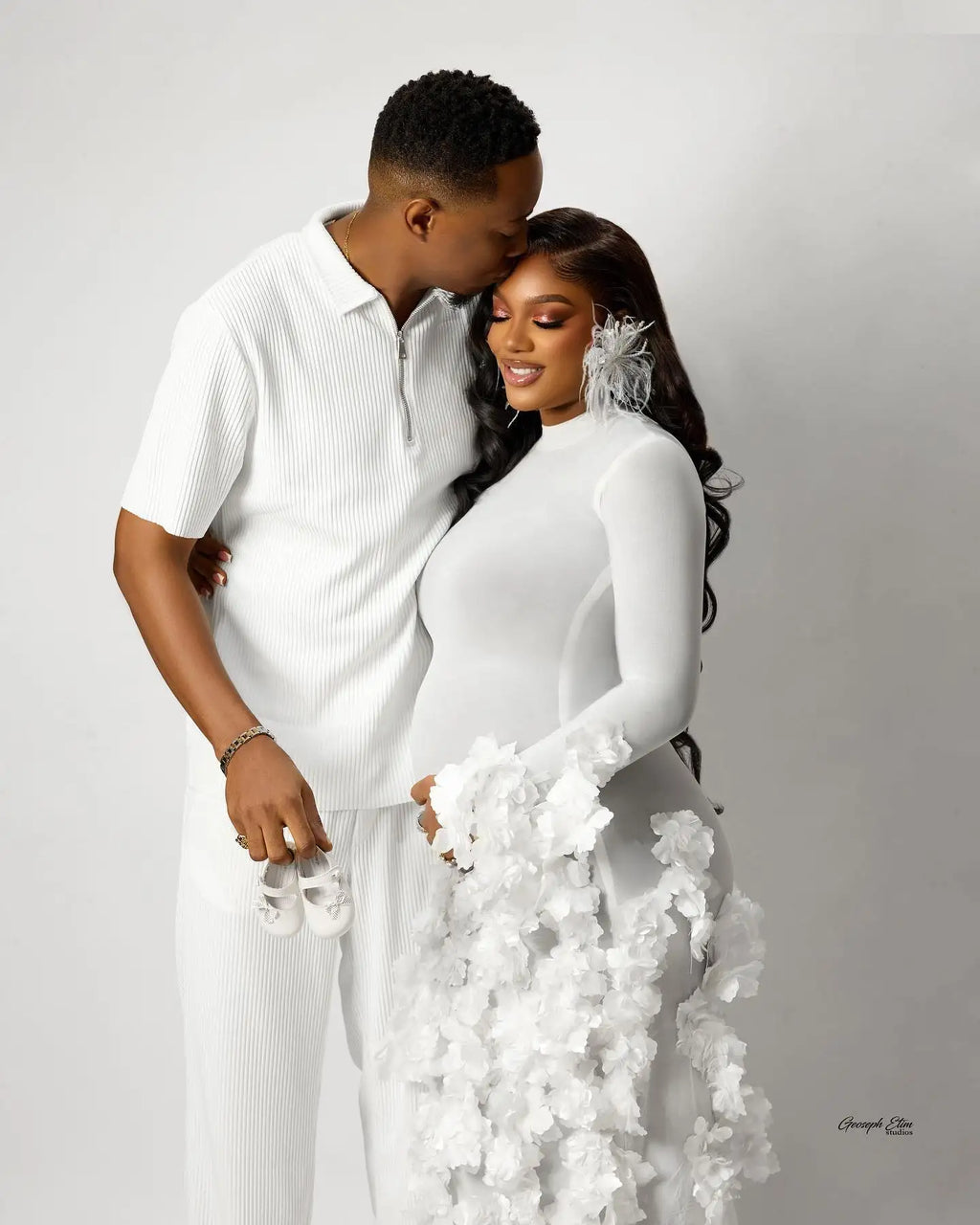 Fancy Blossom Maternity Dress Photoshoot Stretch Hand Flowers Chic Baby Shower Dresses for Pregnant Woman 임산부 원피스 Custom