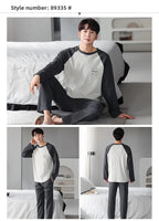 Fashion Lounge Pajamas Sets Men's Spring New Long-sleeved Tops with Trousers Cotton Homewear Comfort Simple Sleepwear Two Pieces