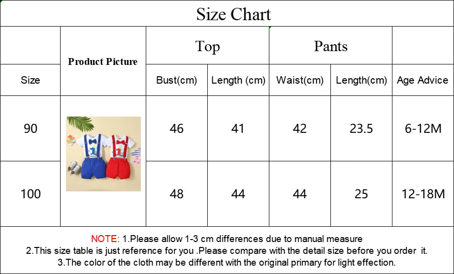 Baby Boys Birthday Outfits Sets Balloon Letter"1" Bodysuit and Y-back Suspender Shorts 1 Year Birthday Baby Cake Smash Clothes