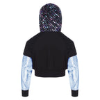 Girl Hooded Tops Long Sleeve Zipper Jacket Fashion Print Short Jacket Casual Coat Outerwear Jazz Dance Performance Costume