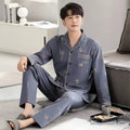 Men's Pajamas Can Be Worn Outside in Spring and Autumn, Cardigan Long-Sleeved New Casual Home Wear Men's Autumn and Winter Suits
