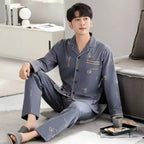 Men's Pajamas Can Be Worn Outside in Spring and Autumn, Cardigan Long-Sleeved New Casual Home Wear Men's Autumn and Winter Suits