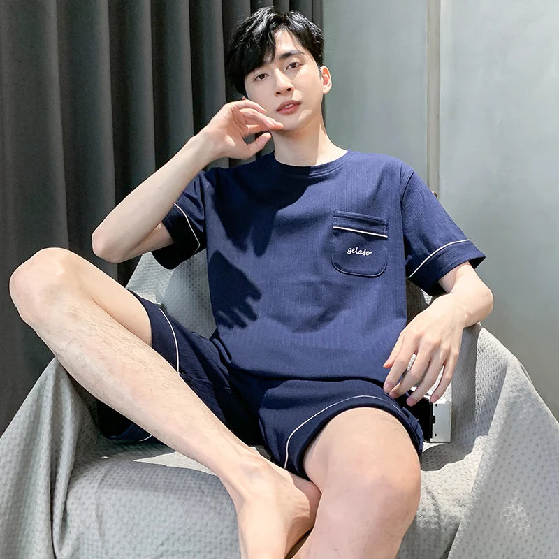 Men Pajamas Short Sleeve Shorts