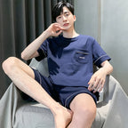 Men Pajamas Short Sleeve Shorts