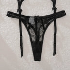 Lingeries Sexy Hot Exquisite Sheer Eyelash Lace Lingerie Sets for Women Tight Waist Corset Tops and Thong Garter Erotic Costumes