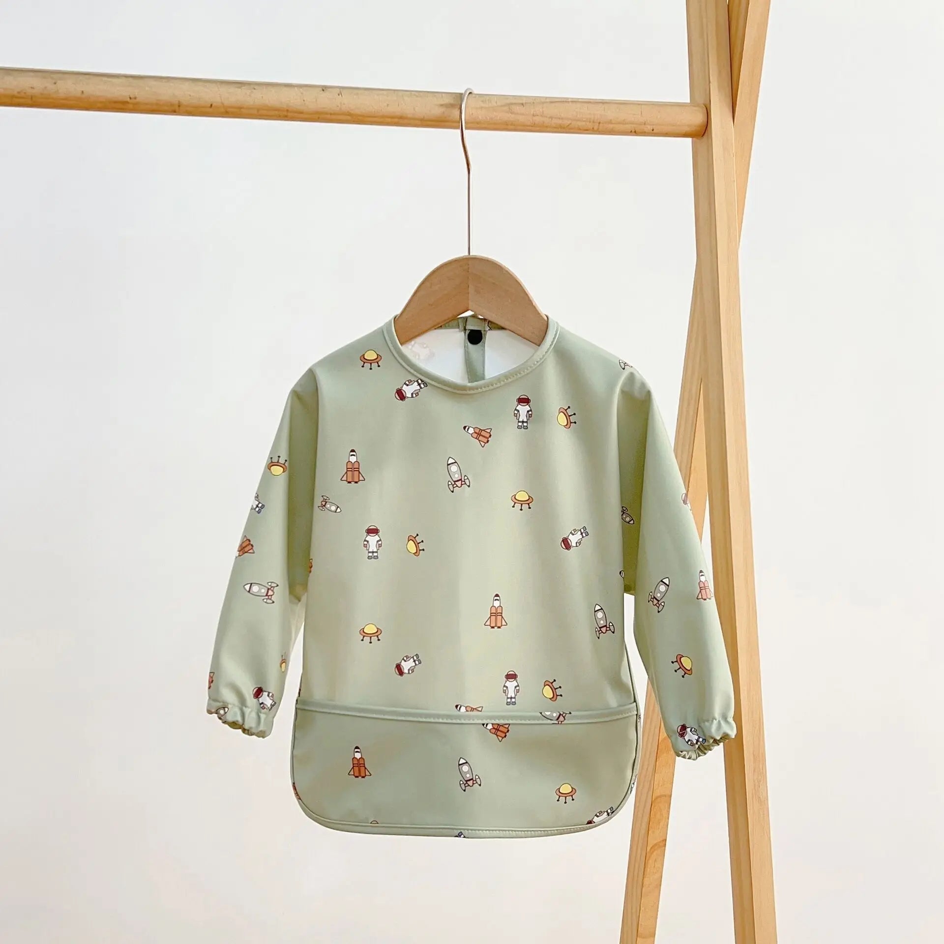 2025New Solid Color Painting Smock Baby's Soft Waterproof Long Sleeve Art Smock Feeding Bib Apron for Kids Accessories