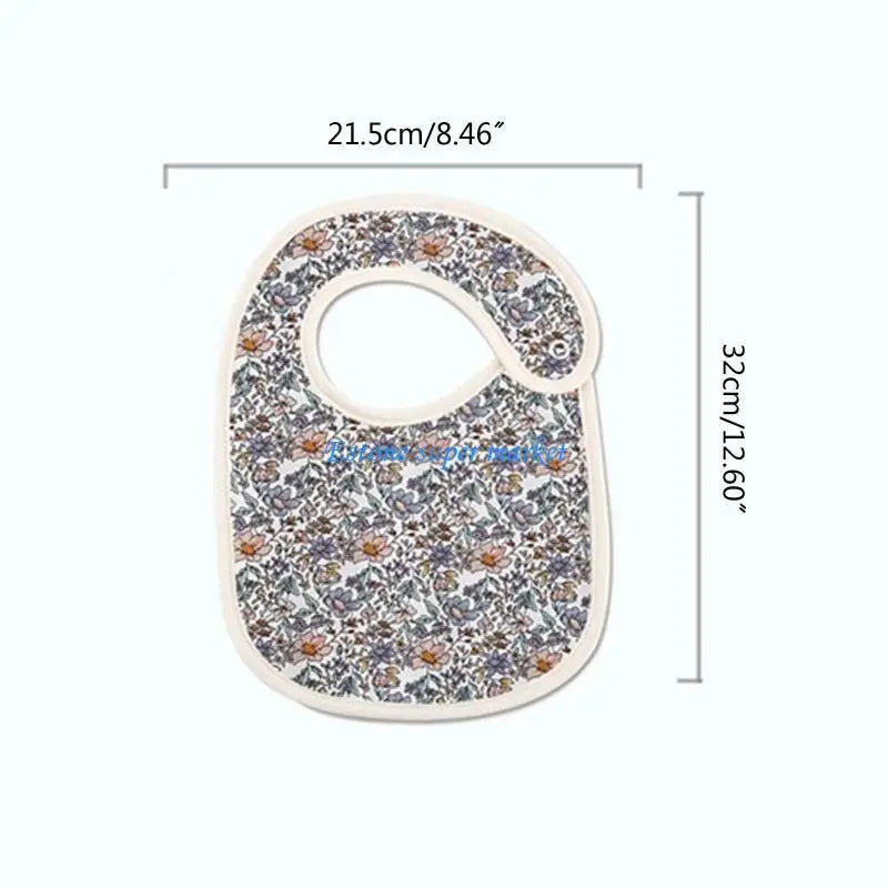 090B Baby Feeding Drool Bib Sweet Print Saliva Towel Soft Cotton Button Burp Cloth for Newborn Toddler Shower Gifts