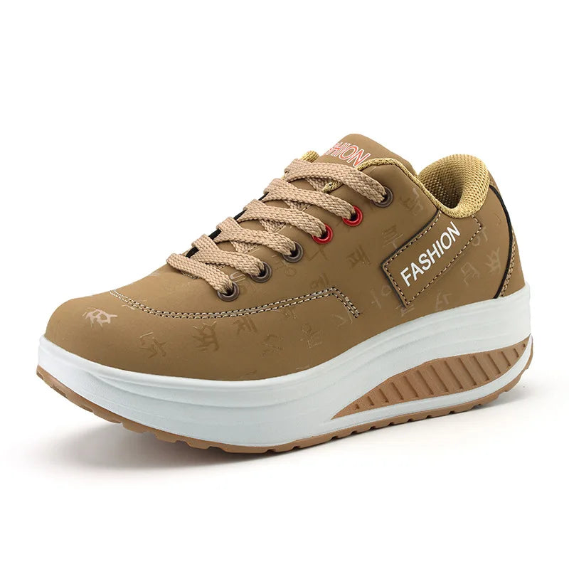 Women's Shoes Outdoor Casual Shoes Autumn Fashion Platform Vulcanized Shoes Flat Sole Walking Shoe Plus Size Lace-up Sneakers