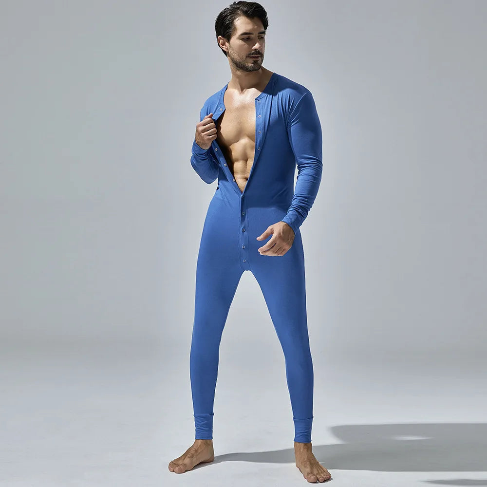 New Men's One-Piece Pajamas Home Fitness Wear Men's Bodysuit