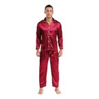 Mens Satin Pajamas Set Two Pieces Sleepwear