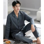 Pajamas for Men, Spring and Autumn Long-Sleeved Cardigans