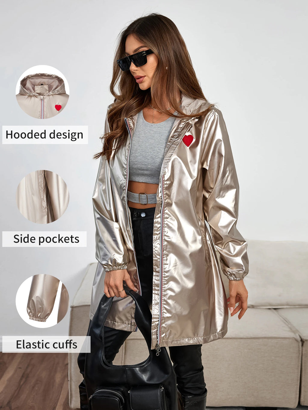 Women's Casual Hooded Jacket With Pockets, Lightweight Long Coat For Spring/Fall/Winter Daily Wear women’s fall clothes