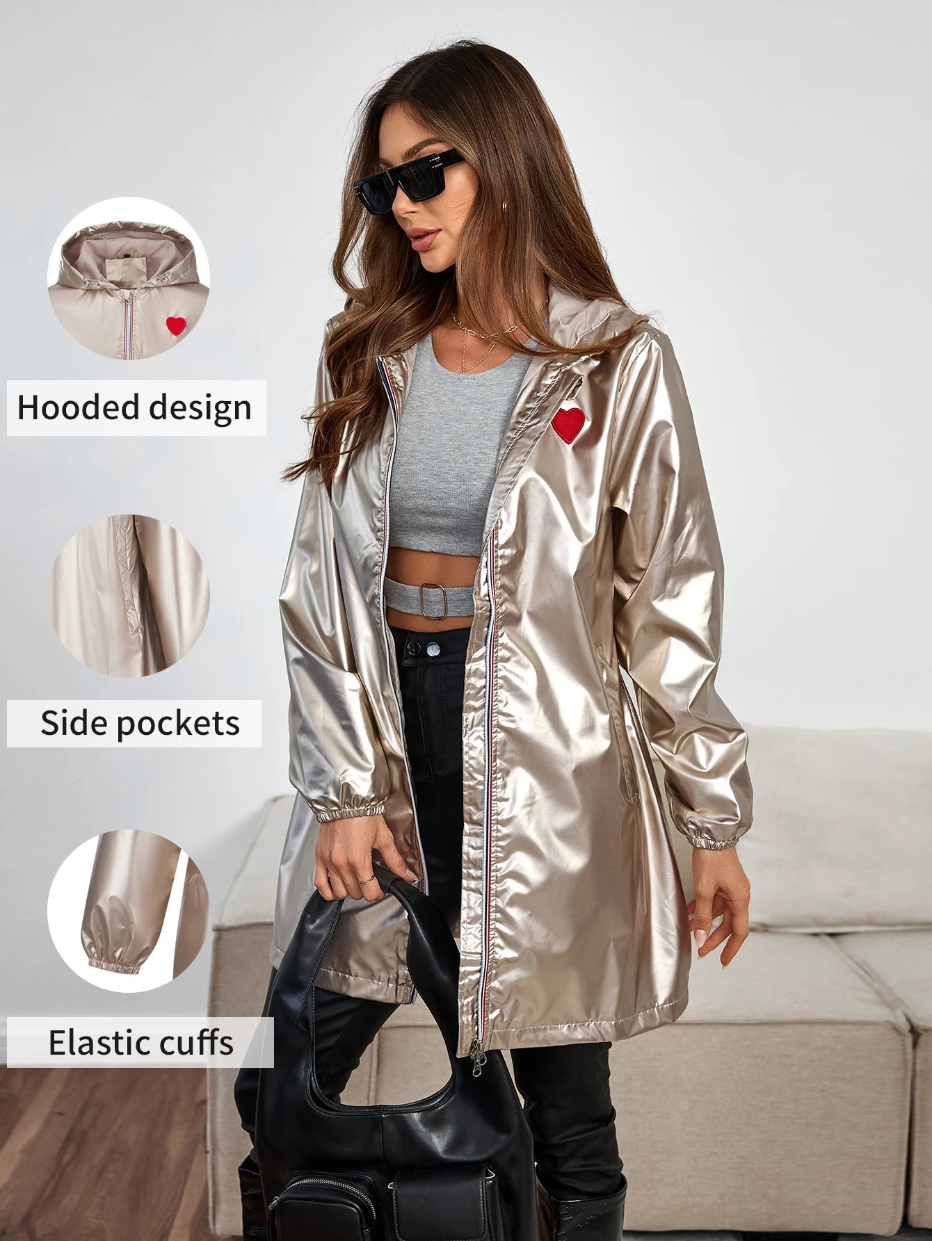 Women's Casual Hooded Jacket With Pockets, Lightweight Long Coat For Spring/Fall/Winter Daily Wear women’s fall clothes